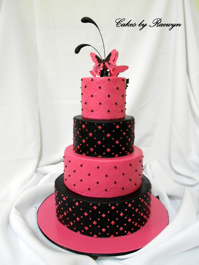 Hot Pink Black and Gold Wedding Cake Hot Pink Black and Gold Wedding Cake