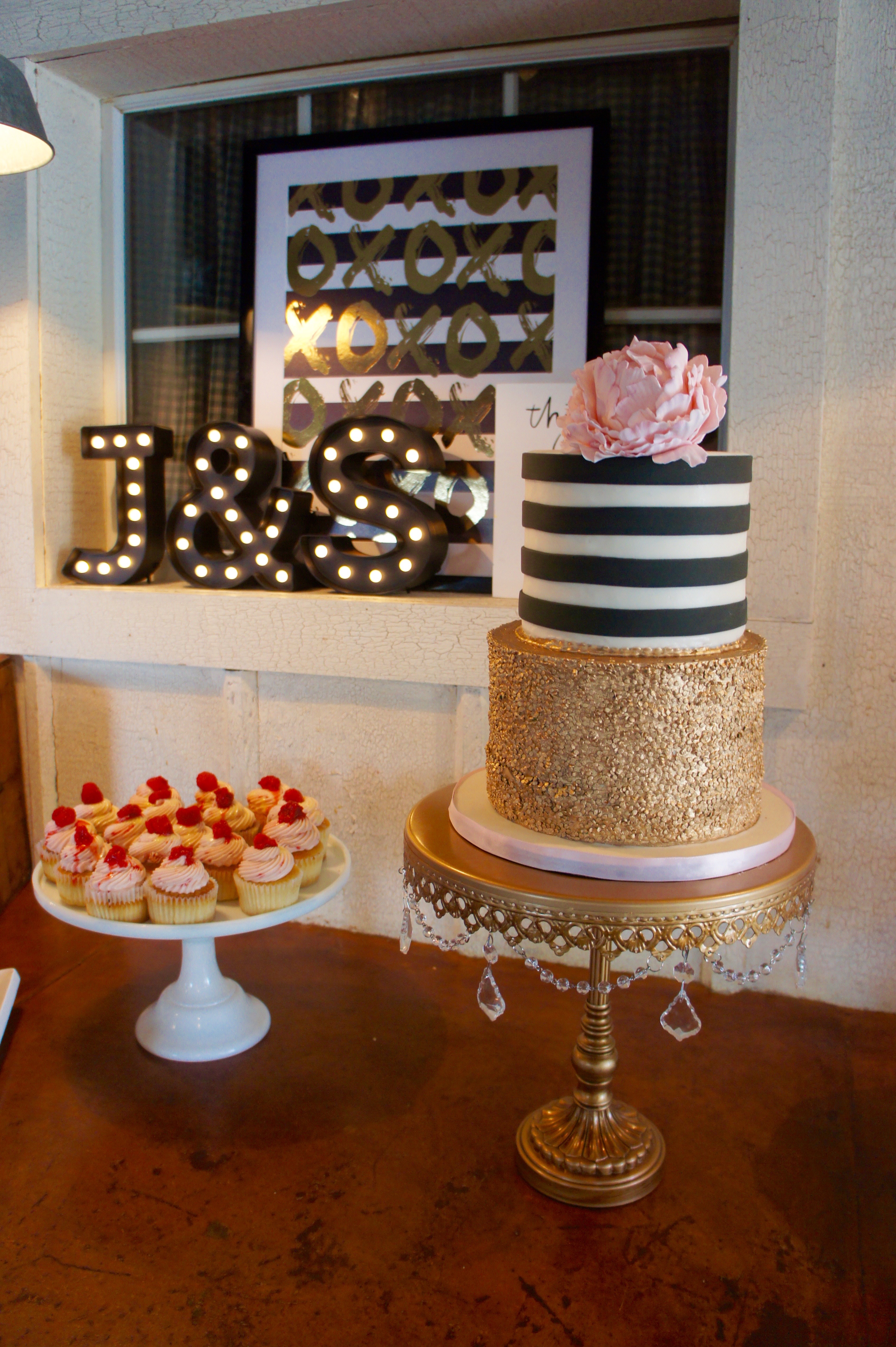 Kate Spade Inspired Gold and Pink Cake