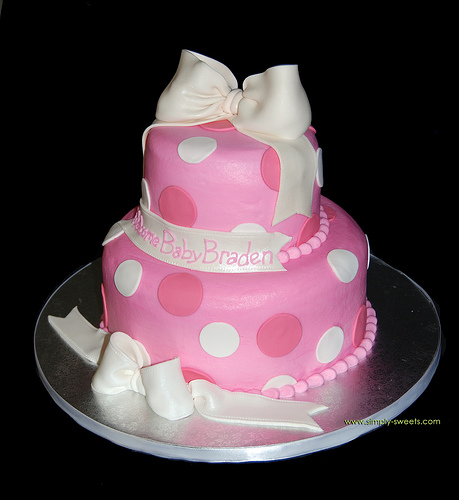 Pink Two Tier Baby Shower Cake Pink Two Tier Baby Shower Cake