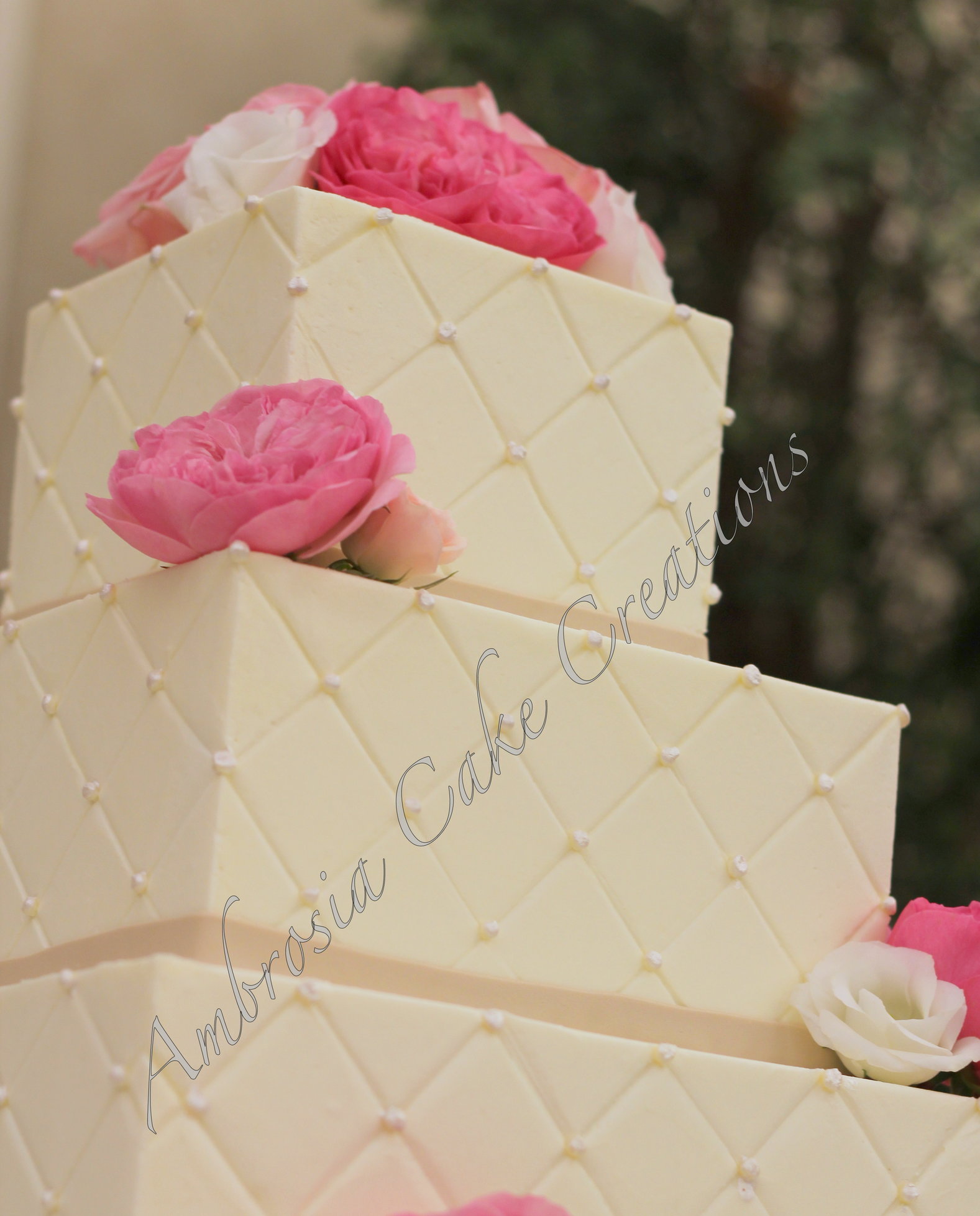 Quilted Buttercream Wedding Cake Quilted Buttercream Wedding Cake