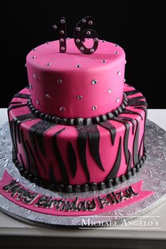 Two Tier Pink Zebra Cake Two Tier Pink Zebra Cake