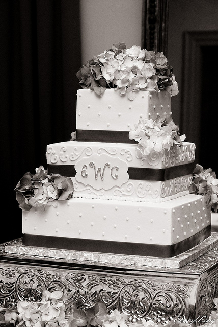 Wedding Cake with Monogram Wedding Cake with Monogram