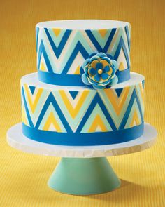 Blue and Yellow Chevron Cake Blue and Yellow Chevron Cake