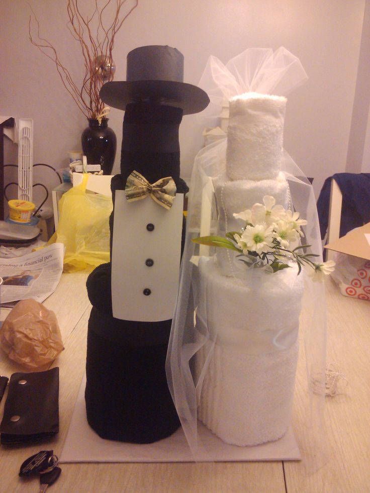 Bride and Groom Towel Cake Bride and Groom Towel Cake