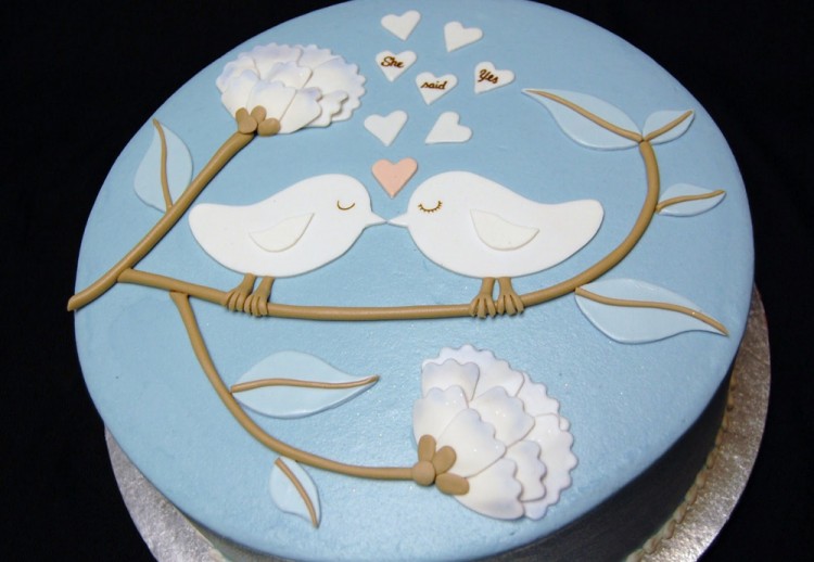 Engagement Love Bird Cake