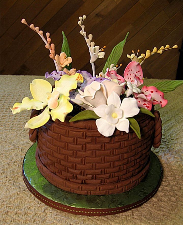 8 Photos of Fondant Garden Cakes With Flower Baskets 8 Photos of Fondant Garden Cakes With Flower Baskets