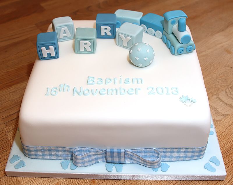Fondant Baby Boy Christening Cakes
