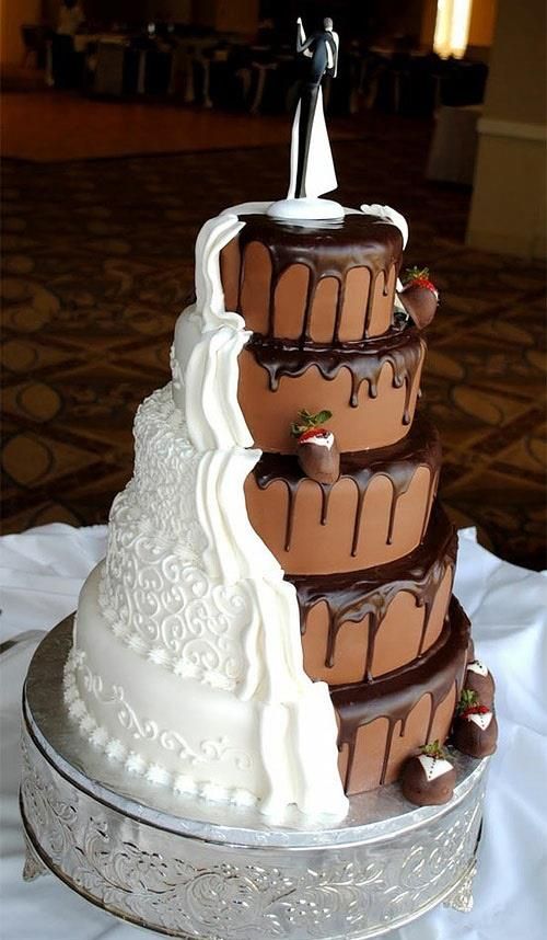 Half Chocolate Wedding Cake Half Chocolate Wedding Cake