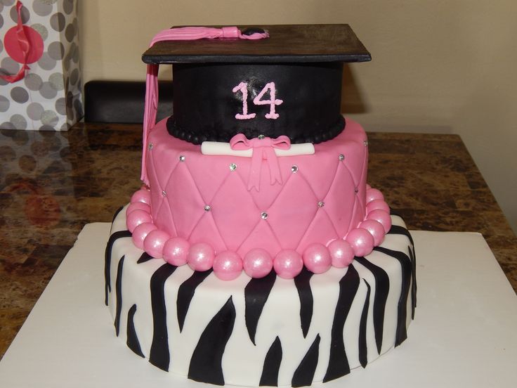 Pink Zebra Graduation Cake