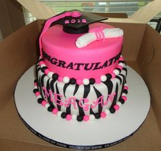 Pink Zebra Print Graduation Cake Pink Zebra Print Graduation Cake