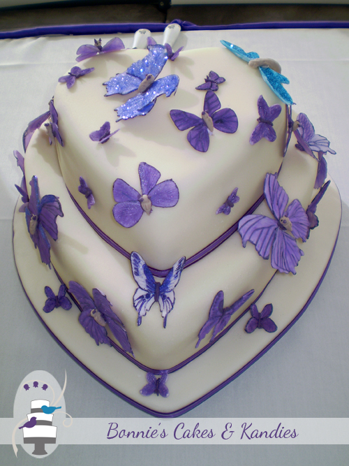 Purple Heart Shaped Wedding Cakes Purple Heart Shaped Wedding Cakes