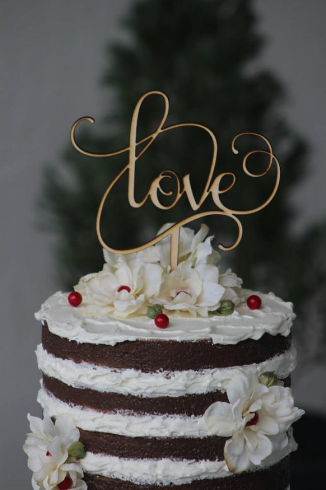Rustic Wedding Cake Topper Love