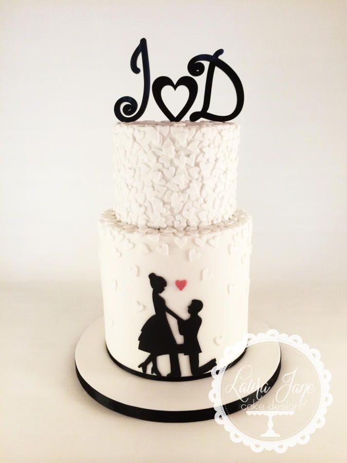 Silhouette Engagement Cake