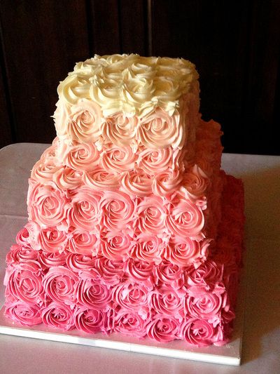 Square Ombre Cake Pink Roses Square Ombre Cake Pink Roses