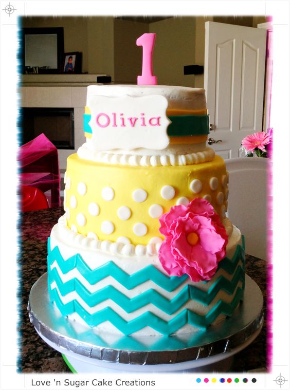 Turquoise and Pink Chevron Birthday Cakes Turquoise and Pink Chevron Birthday Cakes