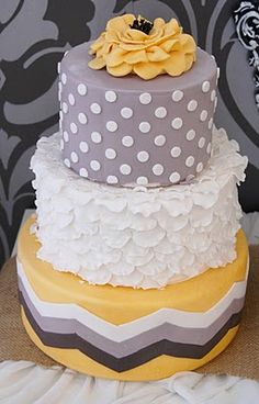 Yellow and Gray Chevron Wedding Cake Yellow and Gray Chevron Wedding Cake