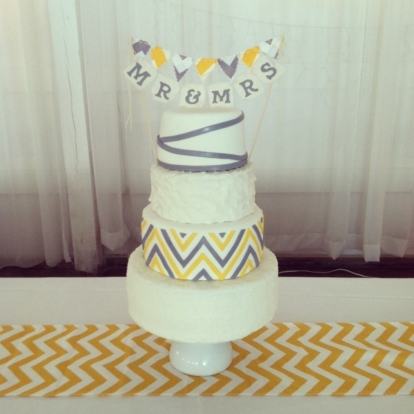 Yellow and Gray Chevron Wedding Cake Yellow and Gray Chevron Wedding Cake