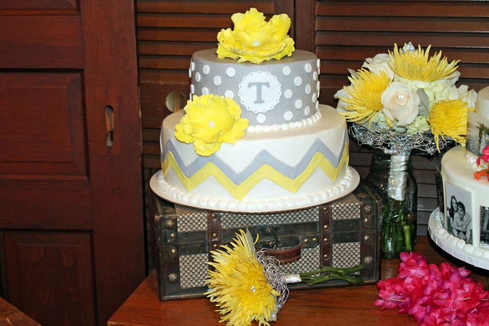 Yellow and Grey Chevron Baby Shower Cake Yellow and Grey Chevron Baby Shower Cake