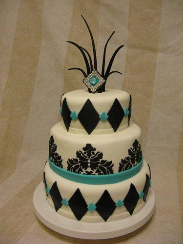 Black and Teal Wedding Cake Black and Teal Wedding Cake