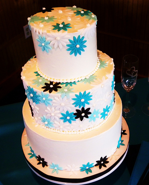 Black White and Teal Wedding Cake Black White and Teal Wedding Cake