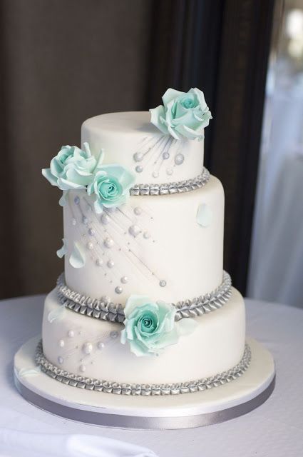 Blue and Silver Wedding Cake Blue and Silver Wedding Cake