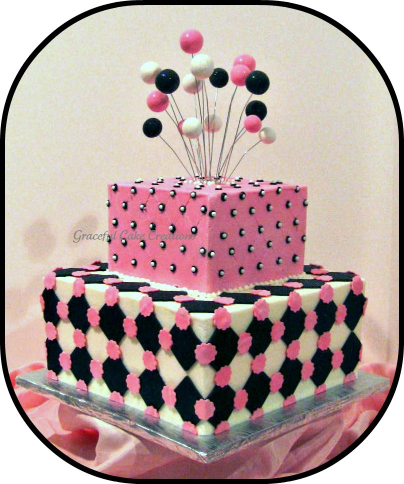 Bridal Shower Cake Pink Black and White Bridal Shower Cake Pink Black and White