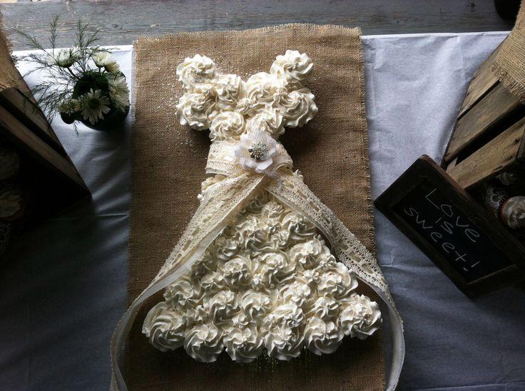 Bridal Shower Wedding Dress Cupcake Cake