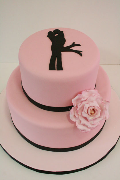 Engagement Cake with Silhouette