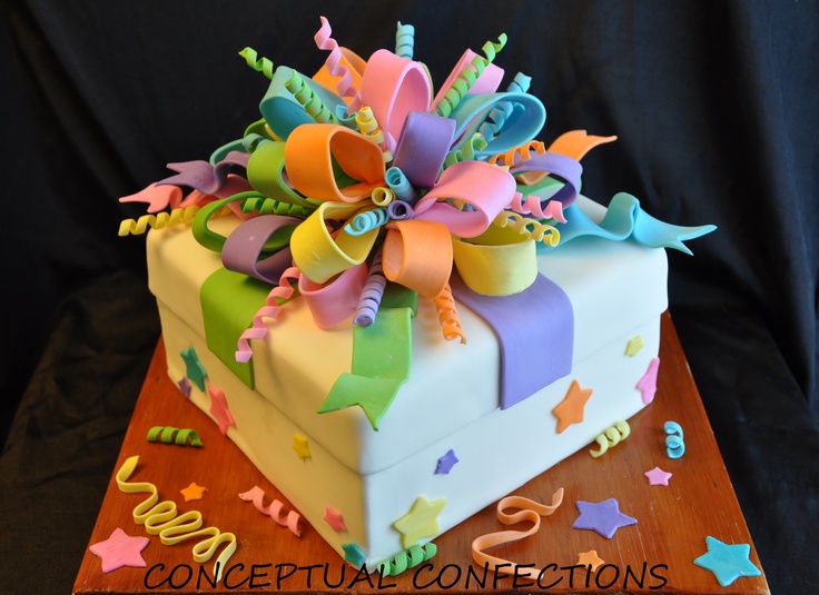 Gift Box Cake with Fondant Bow Gift Box Cake with Fondant Bow