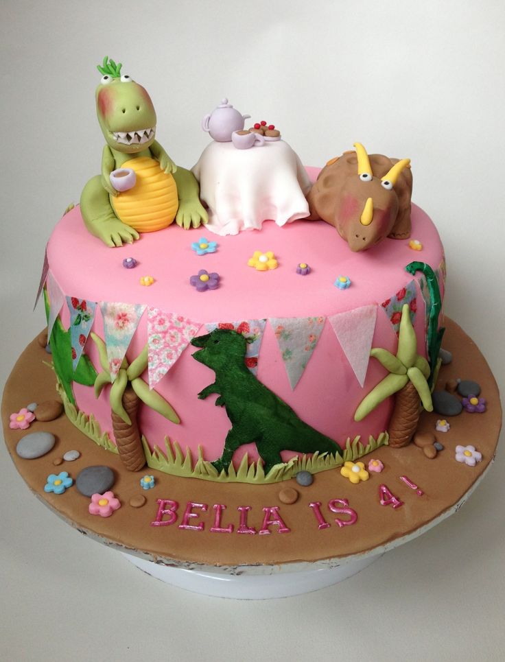 Girl Dinosaur Birthday Cake