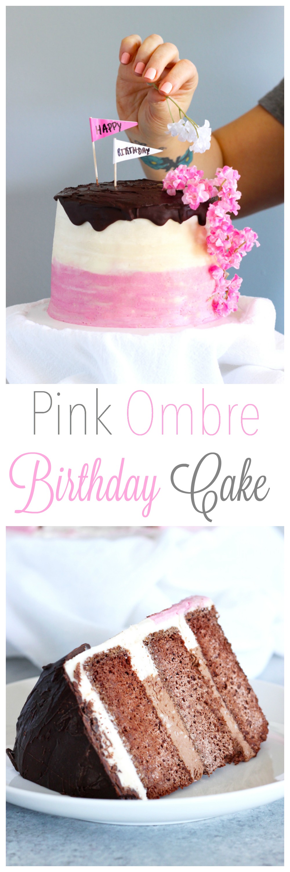 Pink Ombre Birthday Cake