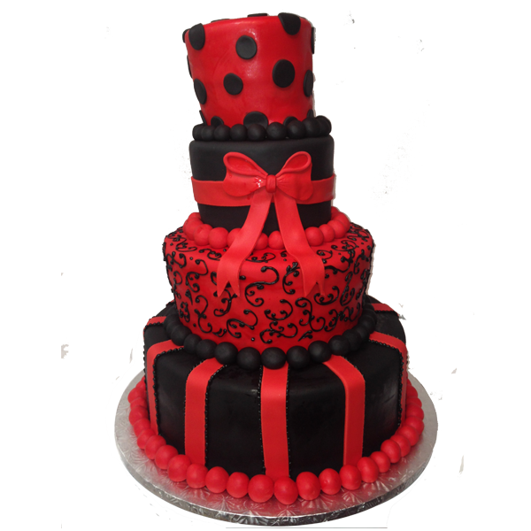 Red and Black 3 Tier Birthday Cake Red and Black 3 Tier Birthday Cake