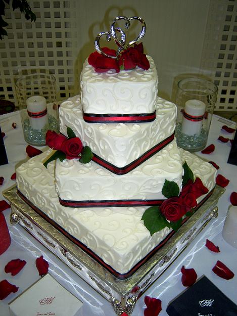 Red and Black Square Wedding Cake Red and Black Square Wedding Cake