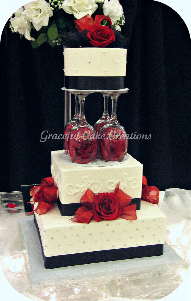 Red White and Black Wedding Cake Red White and Black Wedding Cake
