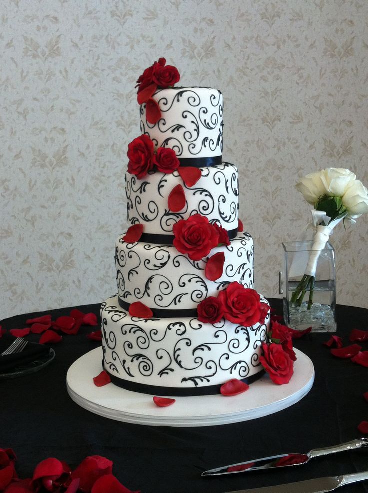 Red White and Black Wedding Cake Red White and Black Wedding Cake