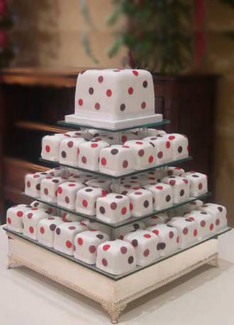 Square Wedding Cake with Polka Dots Square Wedding Cake with Polka Dots
