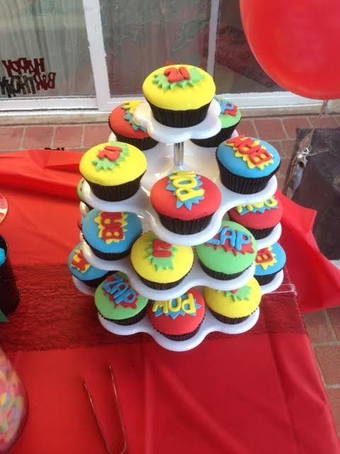 Superhero Cupcake Birthday Cakes for Boys