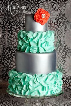 Turquoise and Silver Wedding Cake Turquoise and Silver Wedding Cake