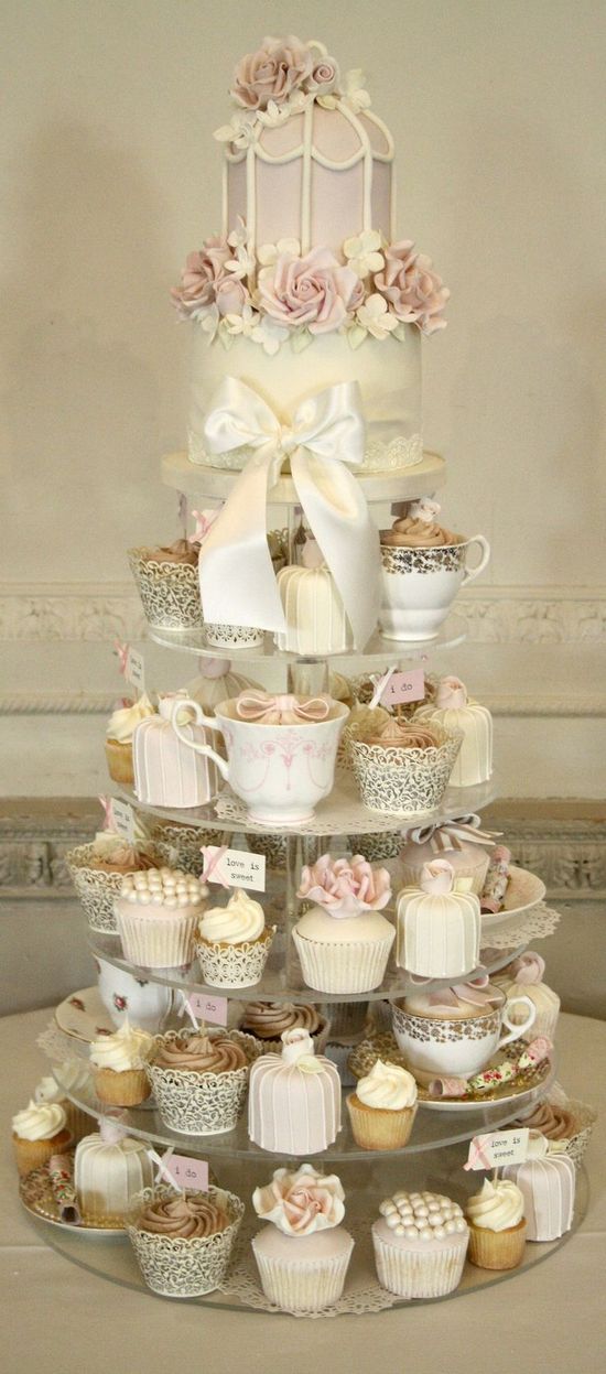 Vintage Cupcake Wedding Cake