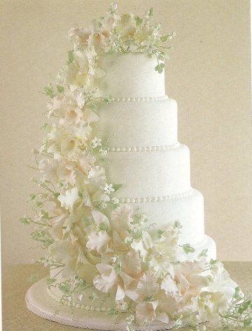 Wedding Cake with Fondant Flowers Wedding Cake with Fondant Flowers