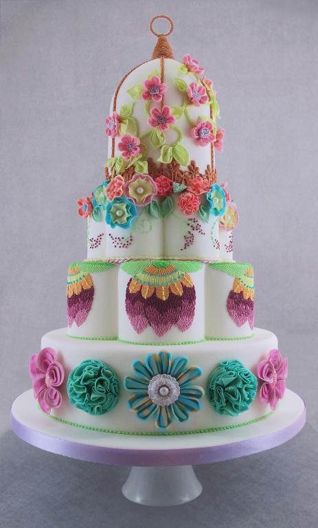 Wedding Cake with Fondant Flowers Wedding Cake with Fondant Flowers