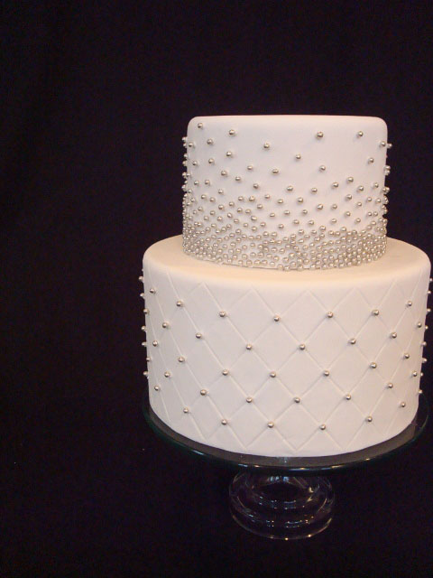 White & Silver Engagement Cake