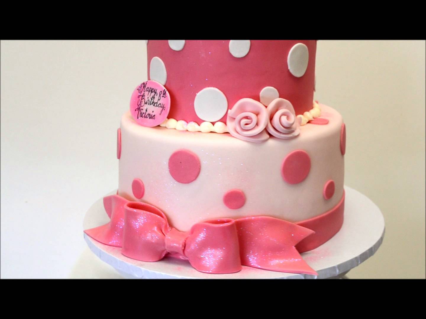 2 Tier Pink Birthday Cake 2 Tier Pink Birthday Cake