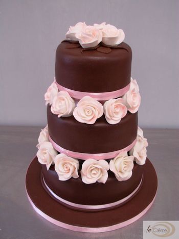 3 Tier Chocolate Wedding Cake Rose