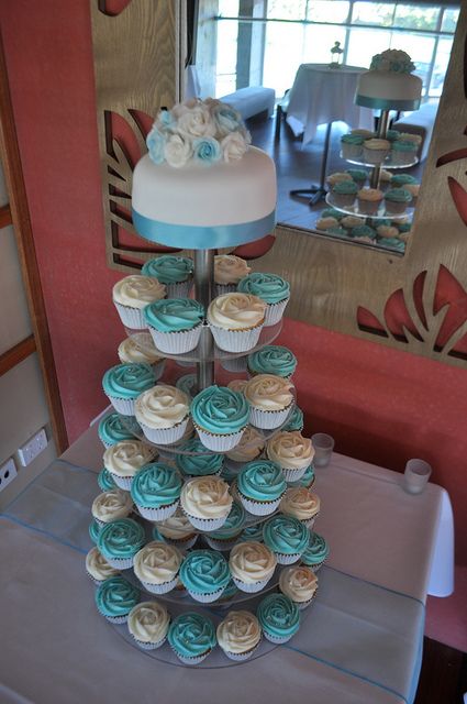 Blue and White Wedding Cupcakes