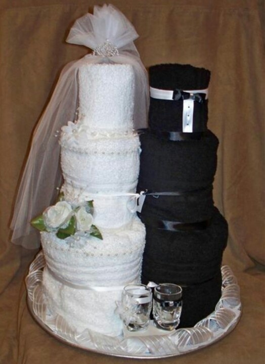 Bride and Groom Towel Cake