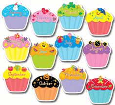11 birthday month cupcakes with printable photo free free birthday chart template