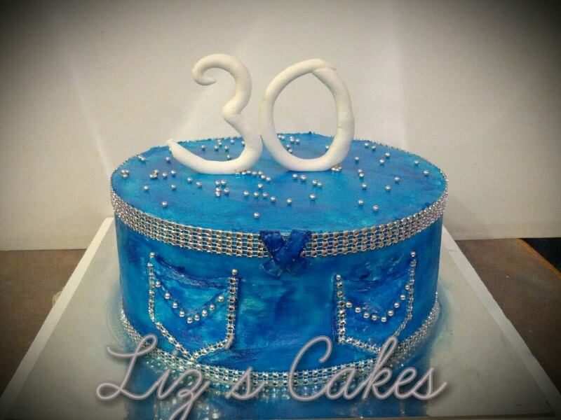 Denim and Diamonds Themed Birthday Cake