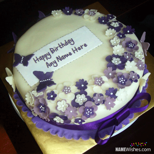 Happy Birthday Cake with Purple