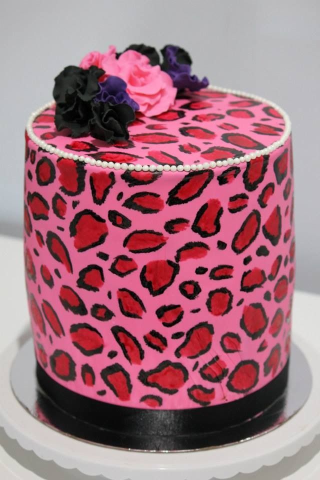 Hot Pink and Leopard Print Cake